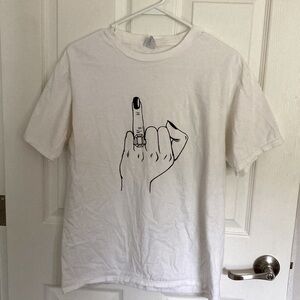 Engagement Ring Finger Bride T-shirt - white, size Medium